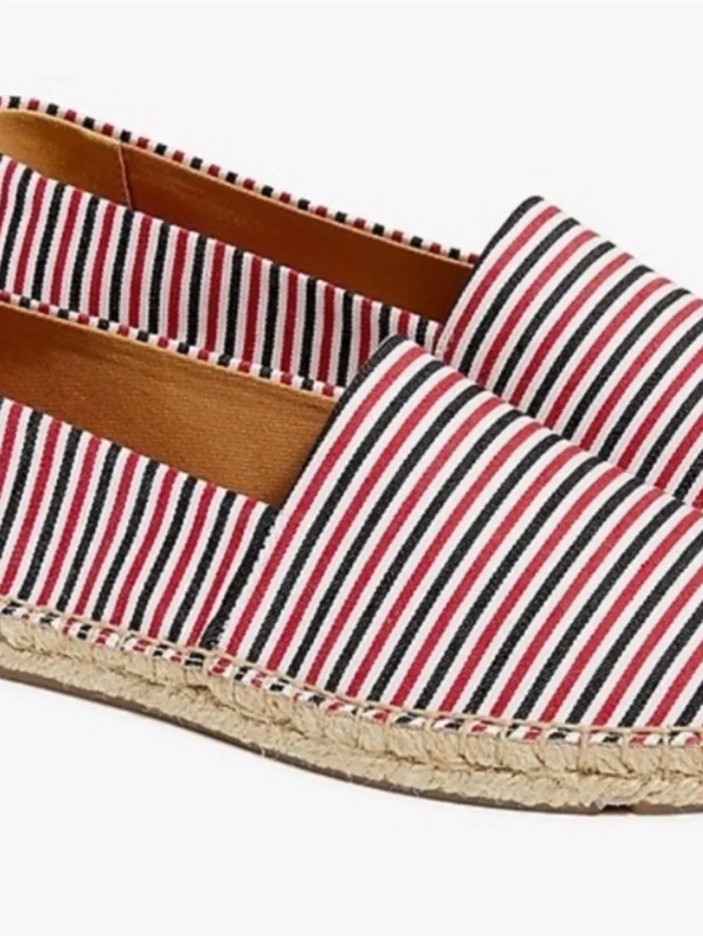 J.Crew Factory Striped Espadrille Flats Red White Blue Size 9.5 Coastal Preppy